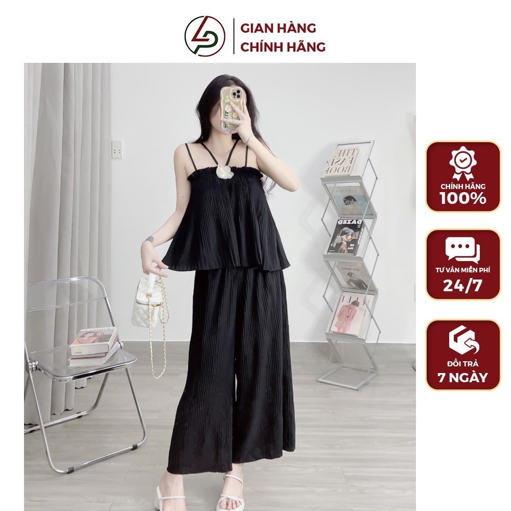 Sét Bộ Áo Trễ Vai xếp ly tầng kèm quần ống rộng,hàng loại 1 [ Ảnh-Video Thật) LP