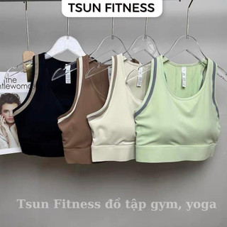 Áo bra tập gym, yoga nữ nâng ngực có đệm mút phối viền, áo bra thể thao mút đúc cao cấp Tsun Fitness