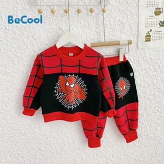 Bộ siêu nhân bé trai dài tay chất nỉ da cá in hình người nhện cho bé từ 14-28kg Minmin baby