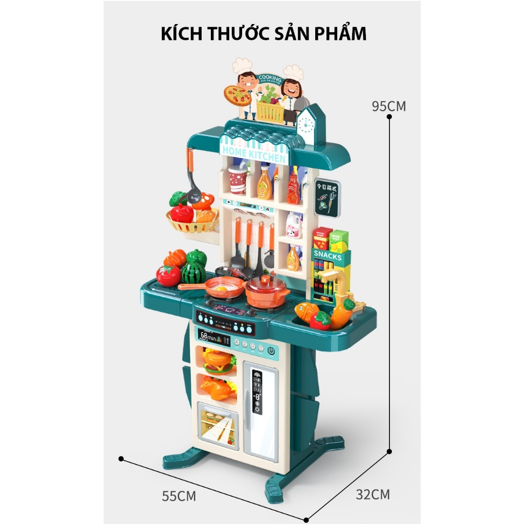 Bộ đồ chơi nhà bếp cỡ lớn cao 95cm nhựa  ABS cao cấp - Đồ chơi nhập vai đầu bếp nấu ăn giáo dục trẻ em bé trai bé gái A1