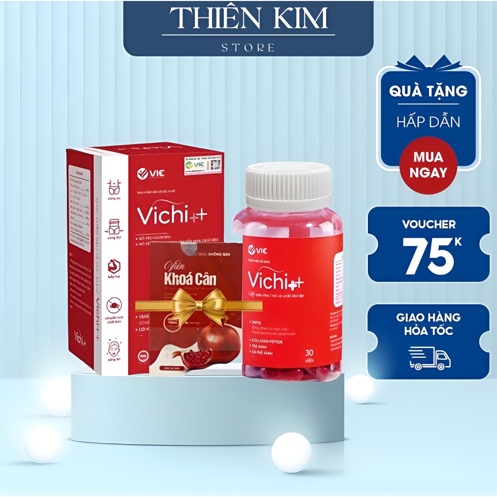 Giảm cân Vichi++ tăng kèm Viên uống khoá cân  Thiên Kim Store