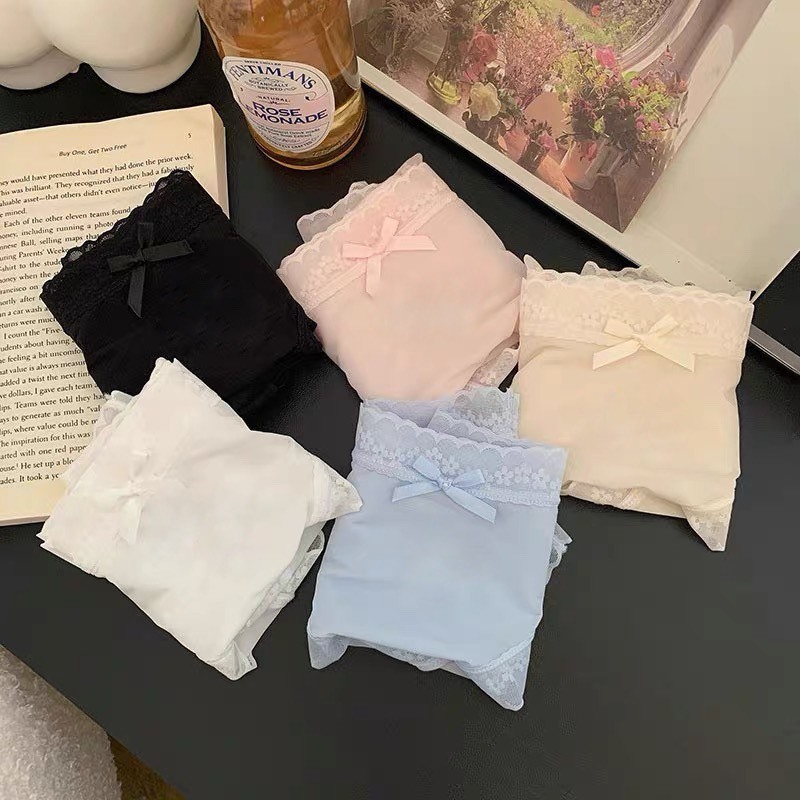 Quần Lót Nữ Su Mỏng Viền Ren Sexy Phối Hoa Đính Nơ Gợi Cảm 199