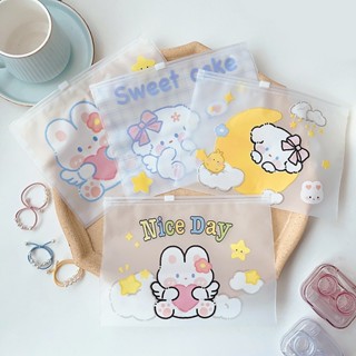 Sét 50 túi zip nhỏ cute, túi mini lụa mờ có khóa kéo hình thỏ dễ thương