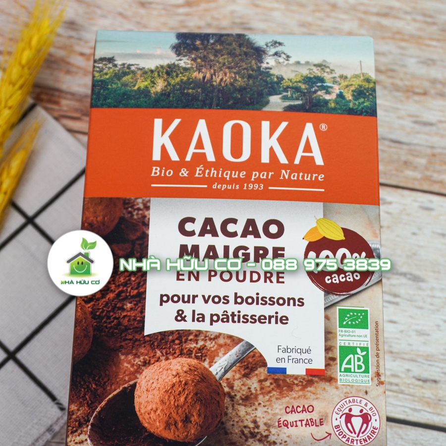 Bột cacao nguyên chất loại TÁCH BÉO hữu cơ KAOKA 250g/50g - Date:31/12/2023 và 30/11/2024 - Nhà hữu cơ