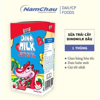 Sữa tiệt trùng vị trái cây izzi dinomilk dâu nguyên thùng 48 hộp 110ml