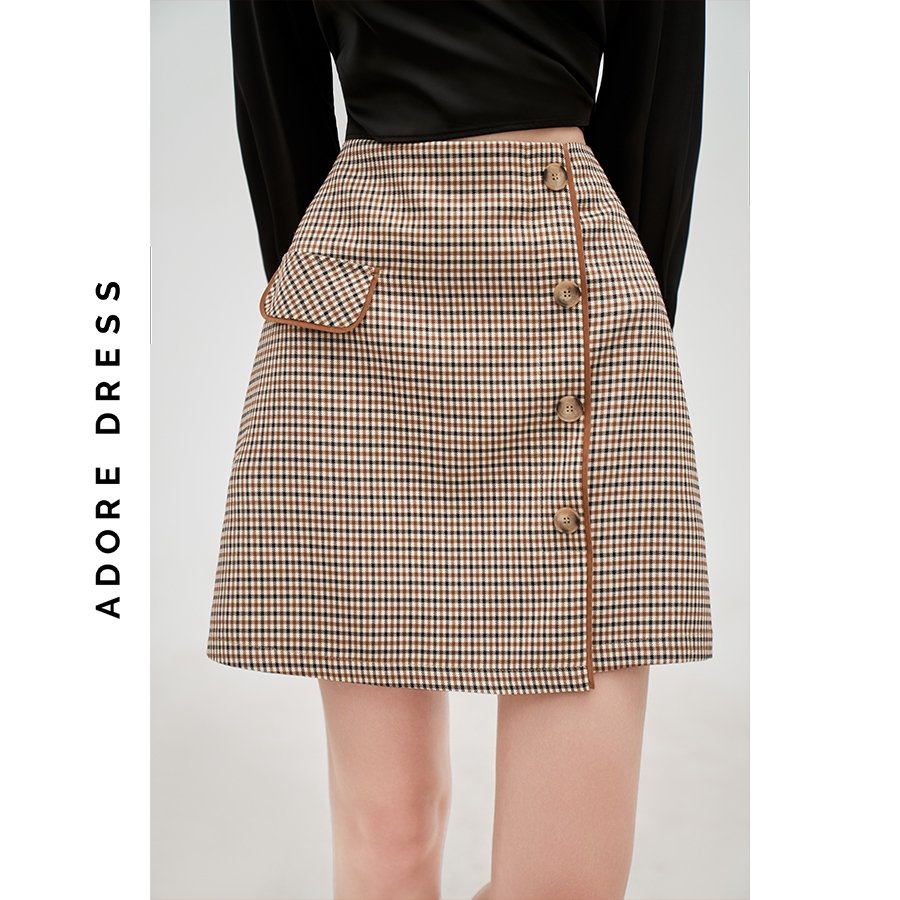 Chân váy Mini skirts casual style tuytsy houndstooth nâu 312SK1046 ADORE DRESS