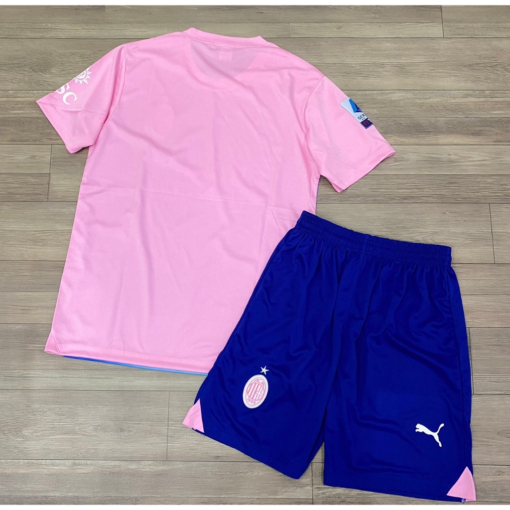 Bộ quần áo bóng đá AC Milan hồng tím sân khách JP-2024-FLG