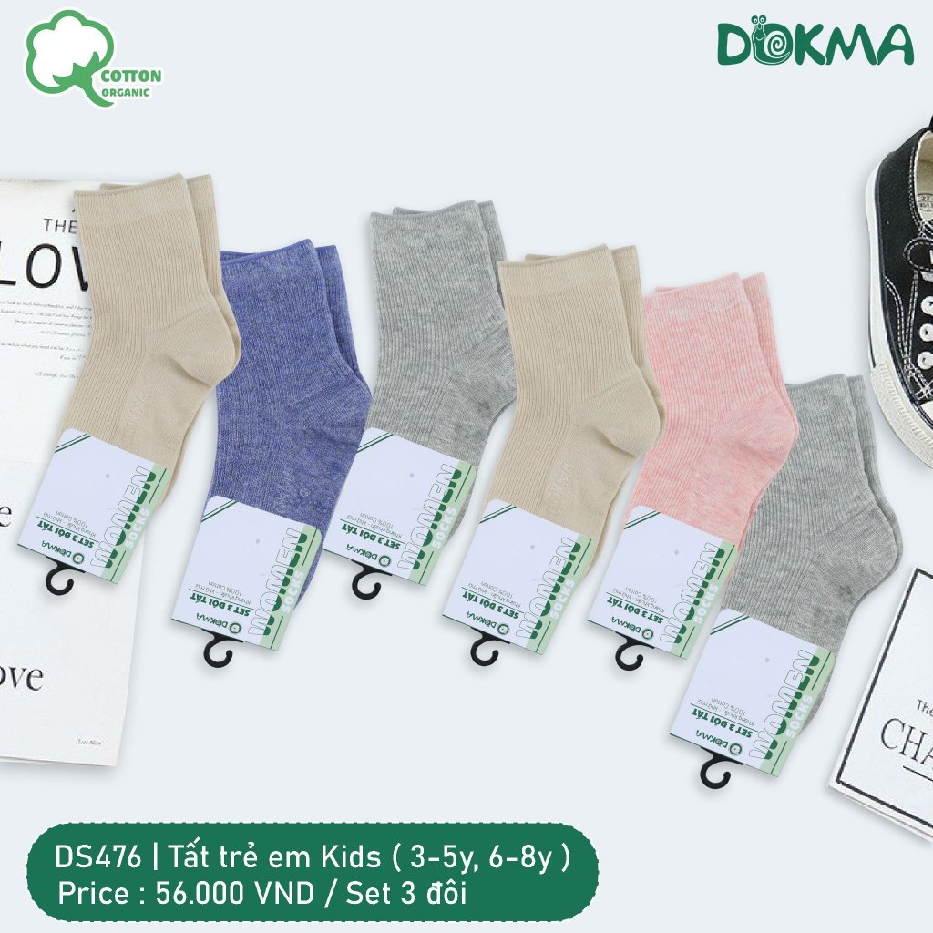 Set 3 đôi tất cotton Dokma kid  - màu ngẫu nhiên