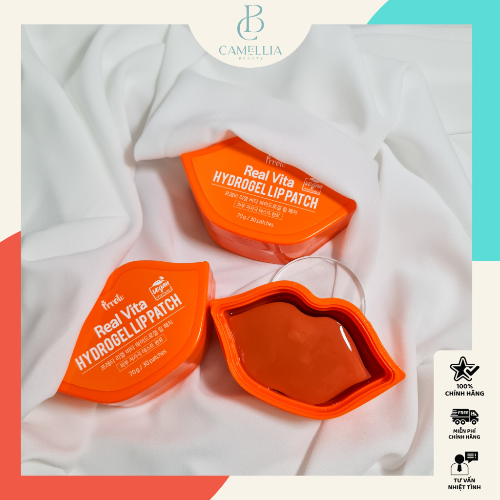 Mặt Nạ Dưỡng Môi Prreti Real Vita Hydrogel Lip Patch 30 Miếng Căng Mịn Dưỡng Ẩm Môi Hiệu Quả An Toàn