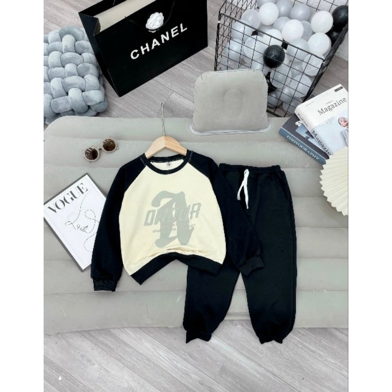 Bộ Thu Đông cotton da cá chất đẹp cho bé trai 15-25kg