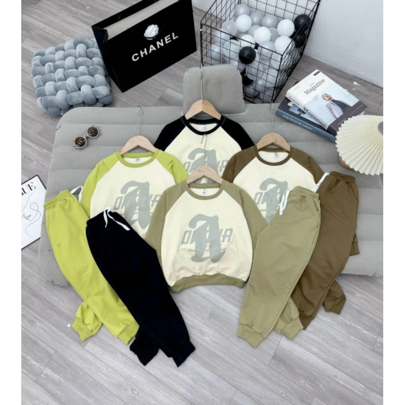 Bộ Thu Đông cotton da cá chất đẹp cho bé trai 15-25kg