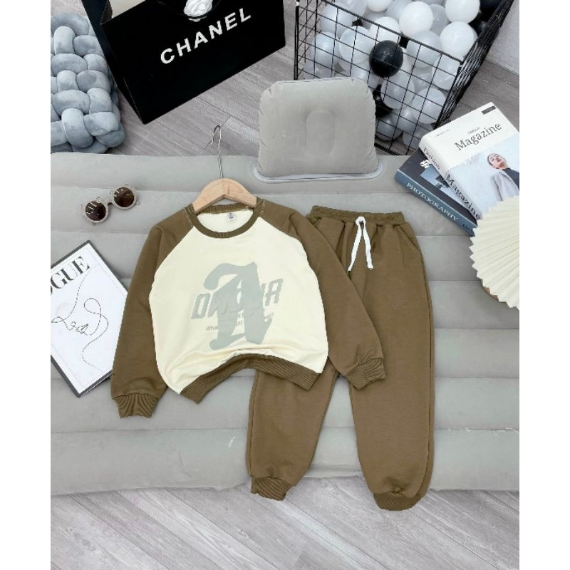 Bộ Thu Đông cotton da cá chất đẹp cho bé trai 15-25kg