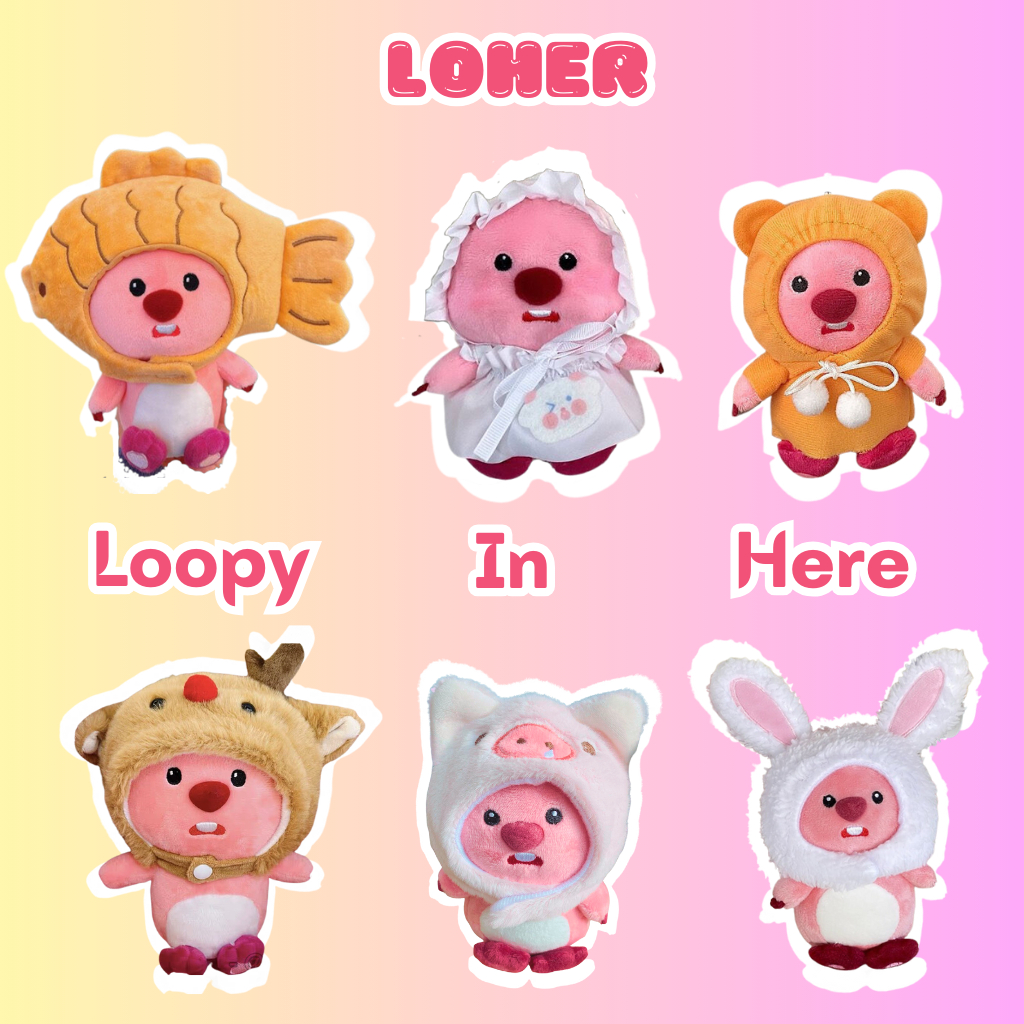Loopy 15cm móc khóa hải ly dễ thương, pororo gấu bông loopy - Loher