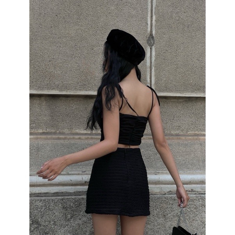 Set áo croptop 2 dây kèm chân váy hàng thiết kế cao cấp siêu đẹp