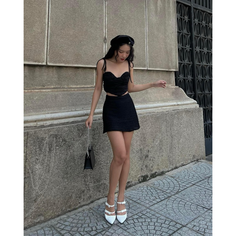 Set áo croptop 2 dây kèm chân váy hàng thiết kế cao cấp siêu đẹp