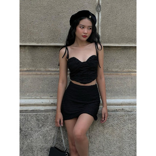 Set áo croptop 2 dây kèm chân váy hàng thiết kế cao cấp siêu đẹp