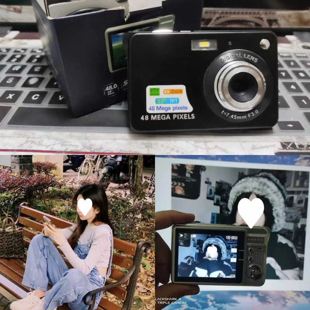 [Tặng thẻ nhớ] Máy ảnh kĩ thuật số digital mini camera v2 SHIKUMI - quay, chụp 48MP, siêu mỏng nhỏ gọn