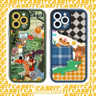 Ốp lưng iphone cạnh vuông Caseit Cá sấu hoạt hình cute động vật collage art 8/8plus/x/xs/11/12/13/14/pro/max/plus/promax