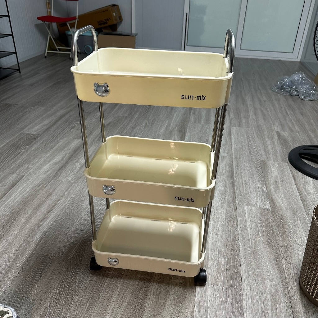 Kệ đựng đồ đa năng sunmix khay nhựa cao cấp, đựng đồ nhà bếp, có bánh xe di chuyển 2782