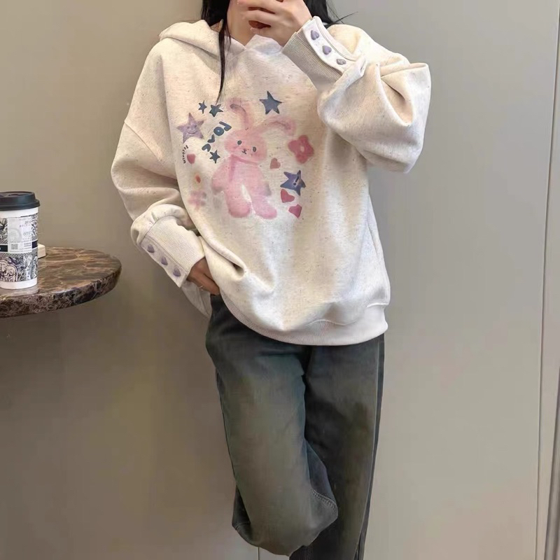 Áo len hoodie thỏ QC