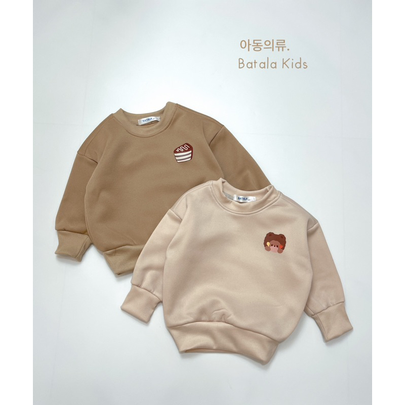 Áo nỉ bông cho bé trai bé gái Batala Kids, Áo Hoodie hình GẤU và BÁNH KEM Hàn Quốc cho bé 2023