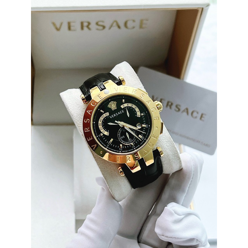 Đồng hồ nam Versace V-Race mặt tròn dây da đen