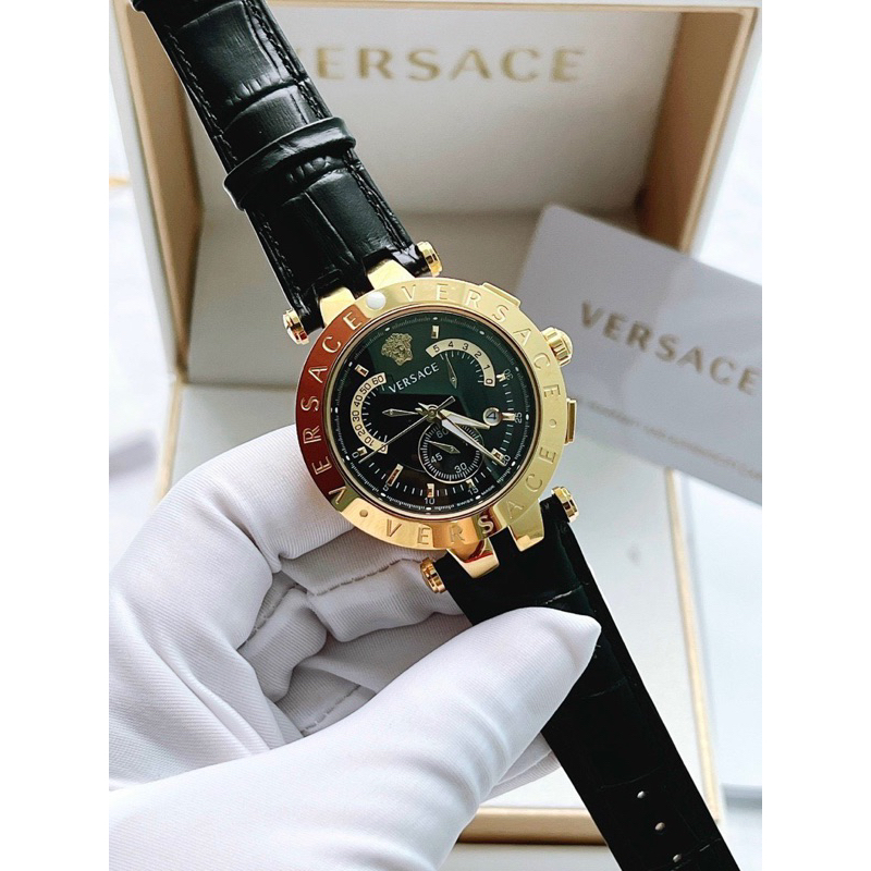 Đồng hồ nam Versace V-Race mặt tròn dây da đen
