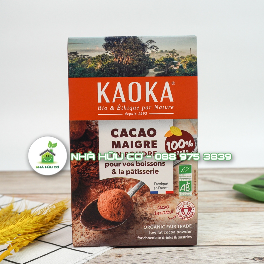Bột cacao nguyên chất loại TÁCH BÉO hữu cơ KAOKA 250g/50g - Date:31/12/2023 và 30/11/2024 - Nhà hữu cơ