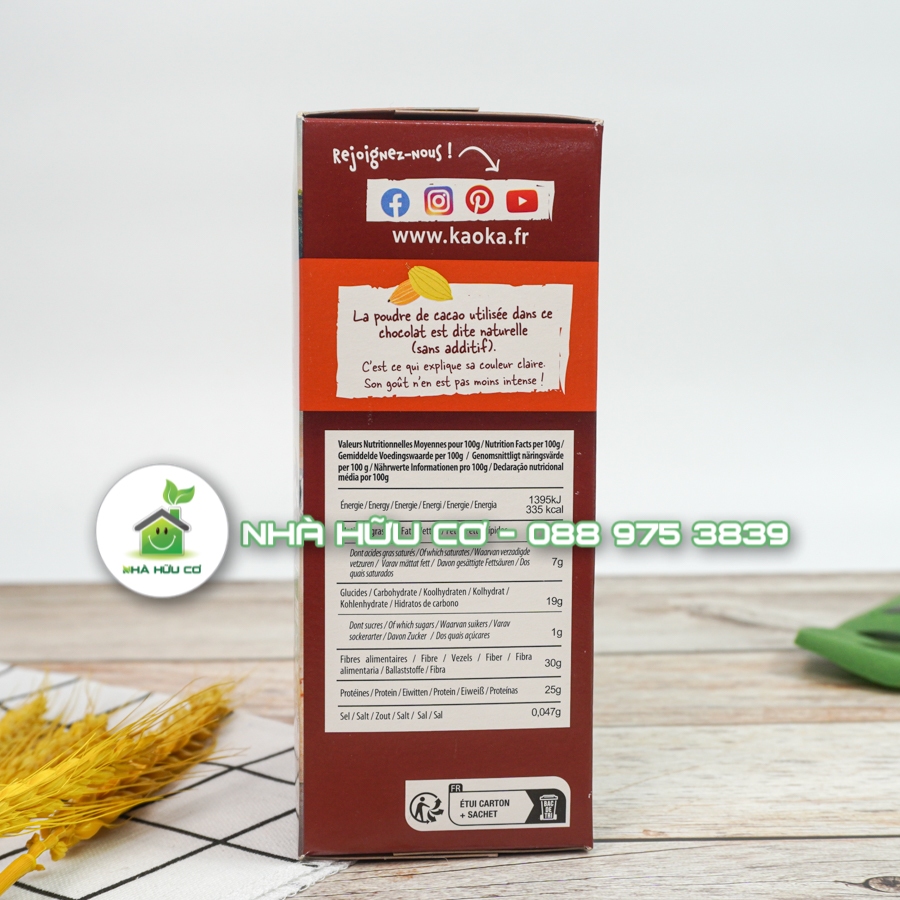 Bột cacao nguyên chất loại TÁCH BÉO hữu cơ KAOKA 250g/50g - Date:31/12/2023 và 30/11/2024 - Nhà hữu cơ