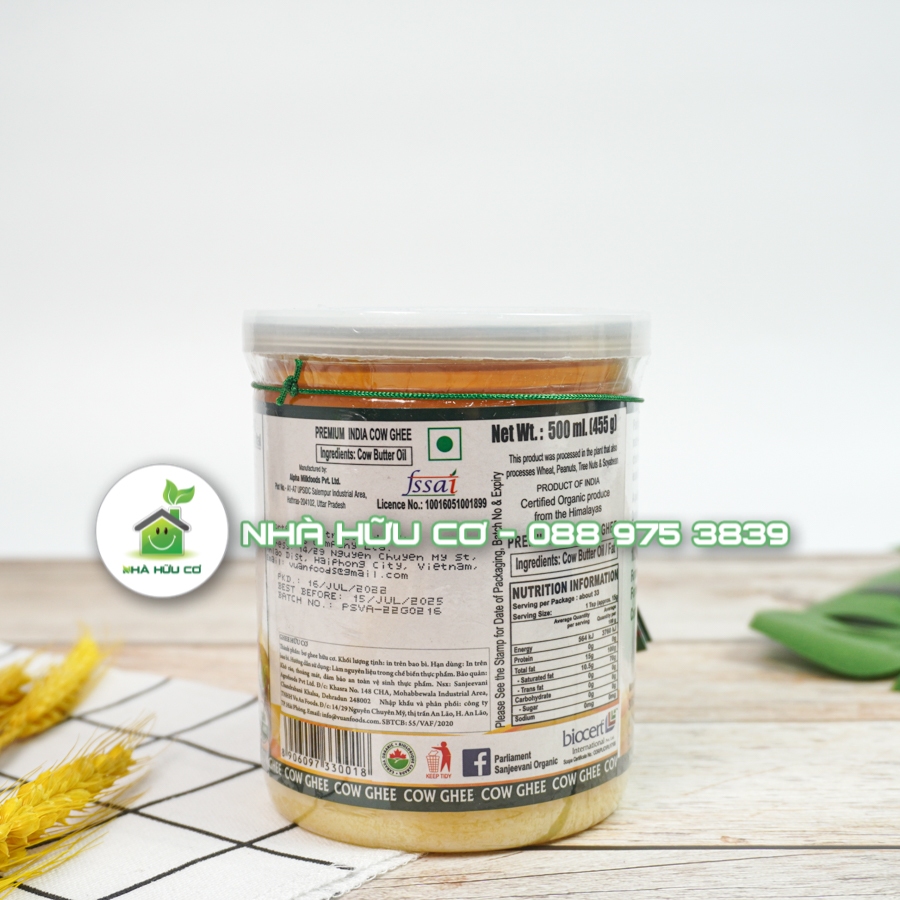 Bơ ghee hữu cơ PARLIAMENT 200ml/500ml - Date: 25/5/2024 - Shanti