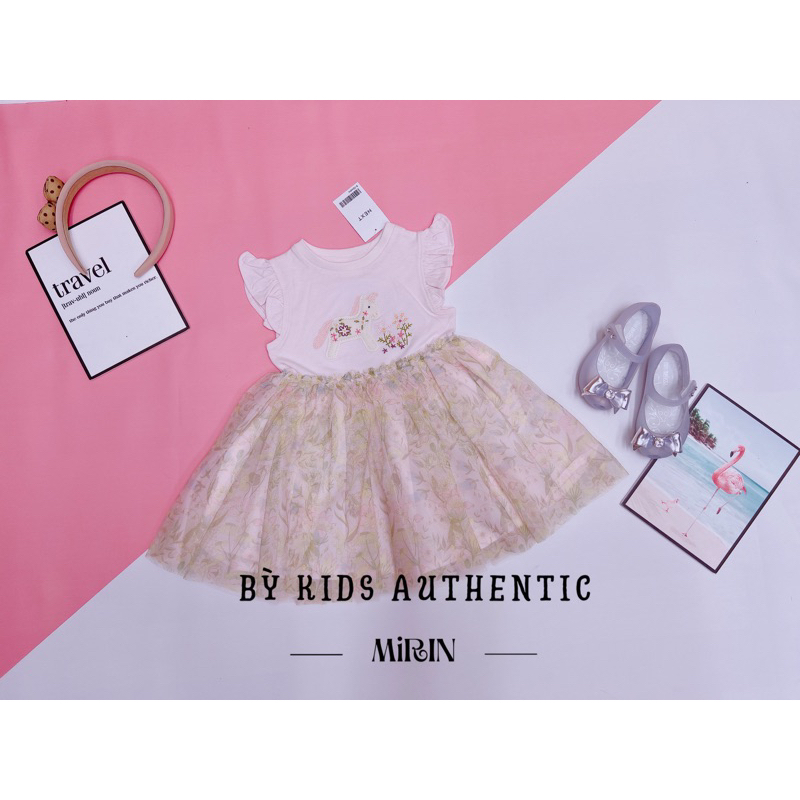 Đầm hồng xoè hoạ tiết siu xinh cho bé gái