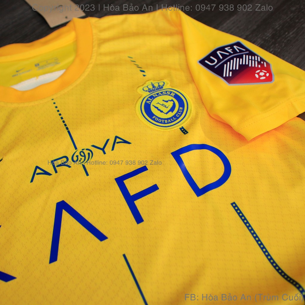 Áo al nassr 2023 2024 - Quần Áo Bóng Đá, Đồ Đá Banh AL NASSR Vàng 2023 2024 Vải Thái Cao Cấp Không Nhăn Không Xù Lông