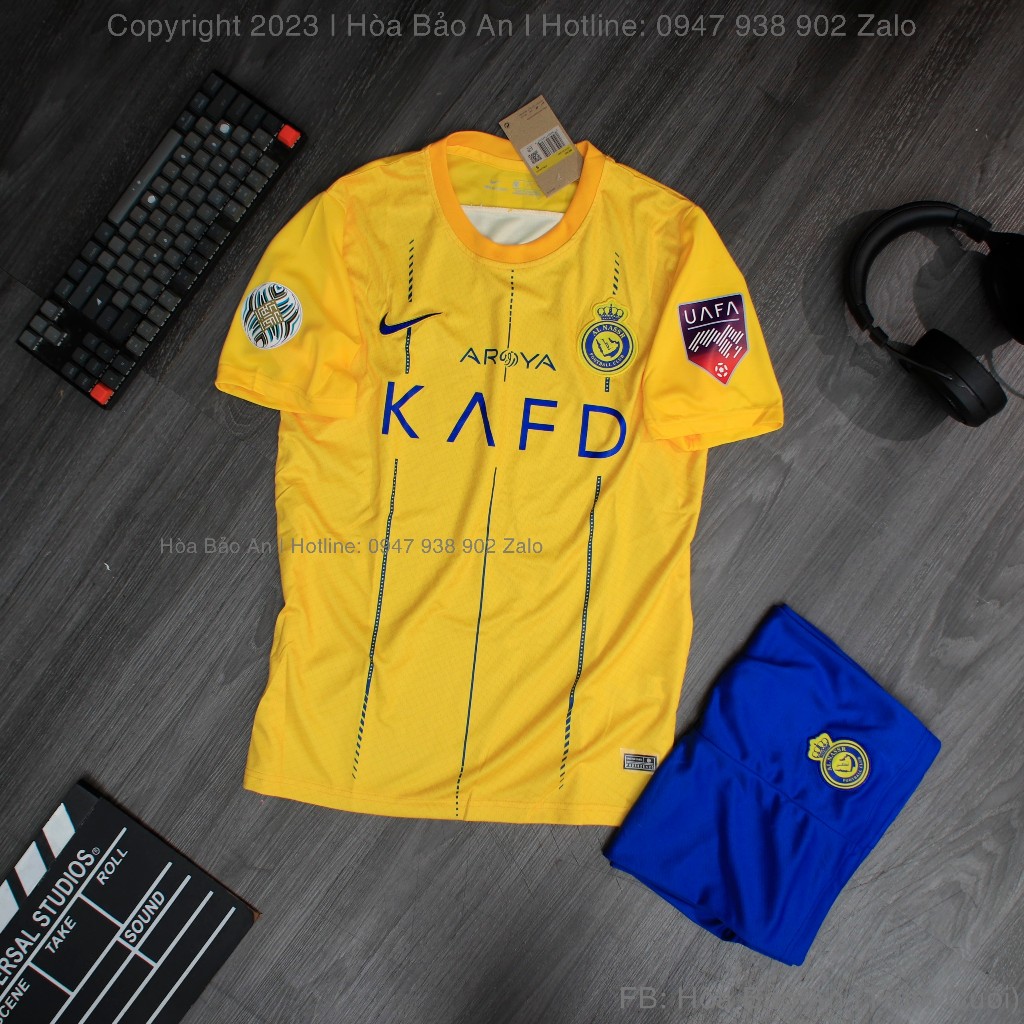 Áo al nassr 2023 2024 - Quần Áo Bóng Đá, Đồ Đá Banh AL NASSR Vàng 2023 2024 Vải Thái Cao Cấp Không Nhăn Không Xù Lông