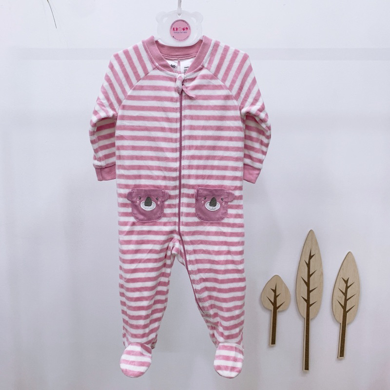 Sleepsuit nỉ nhung KHÓA KÉO bộ body dài tay liền tất hàng xuất dư An.ko và Pyja.mas cho bé