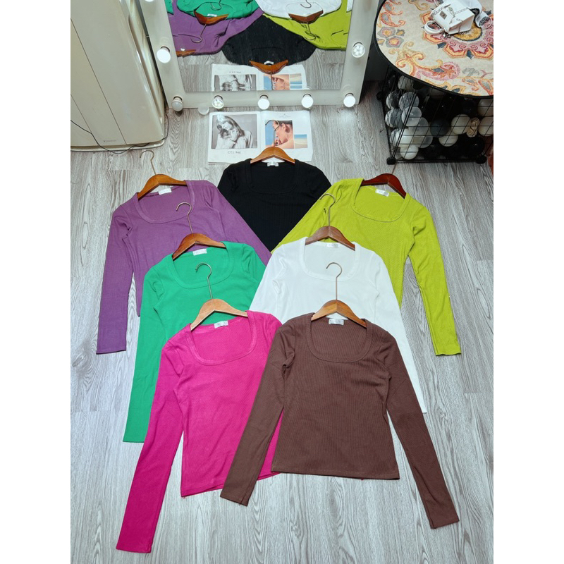 ÁO THUN TĂM HÀN CO GIÃN MẠNH CỔ U TAY DÀI FROM BASIC MS10592