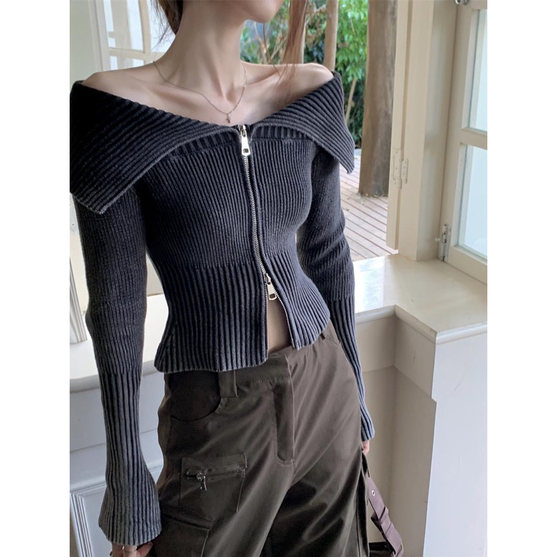 Áo len gân trễ vai Jenni lilis room