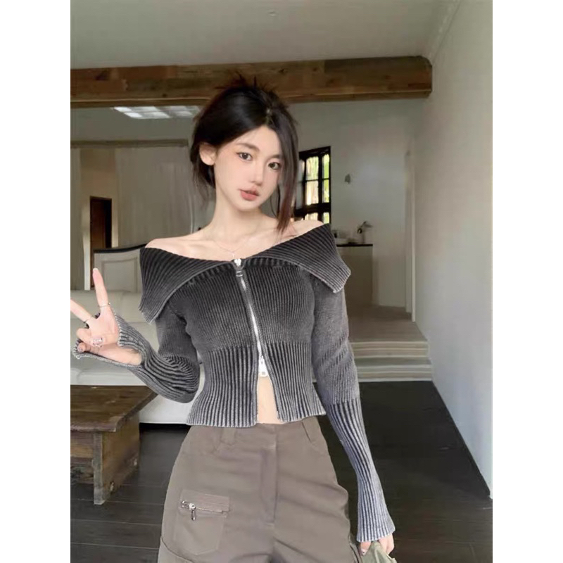 Áo len gân trễ vai Jenni lilis room