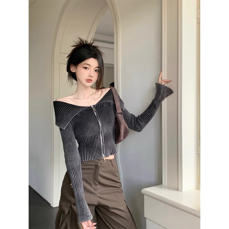 Áo len gân trễ vai Jenni lilis room