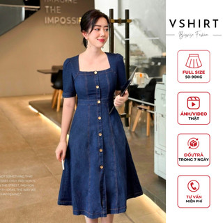 Váy bò cổ vuông bigsize VSHIRT