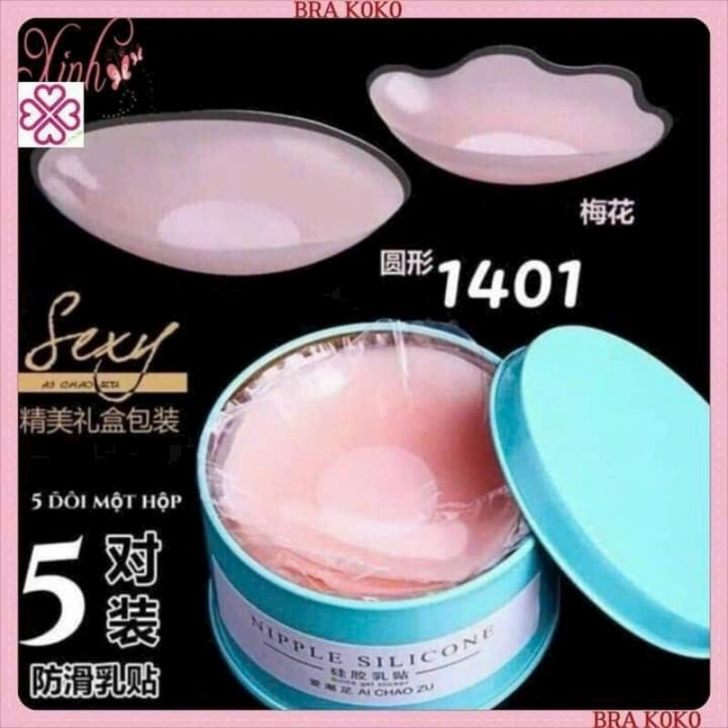 Combo 2 hộp Dán ngực silicon hoa mai