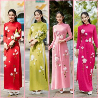 Áo dài truyền thống Giao Chỉ vải Lụa cẩm thạch cao cấp - Áo dài đẹp giá xưởng