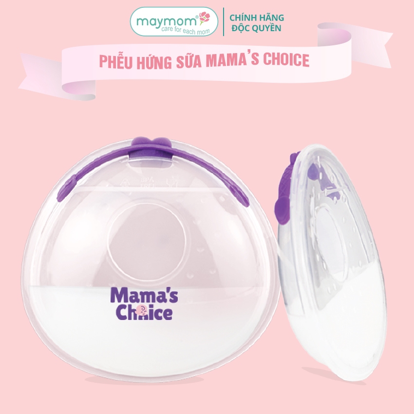 Phễu Hứng Sữa Mama's Choice, Chất Liệu Silicone Cao Cấp, Có Nút Đậy Chống Tràn và Dây Đeo Chống Rơi (Hộp 2 Cái)