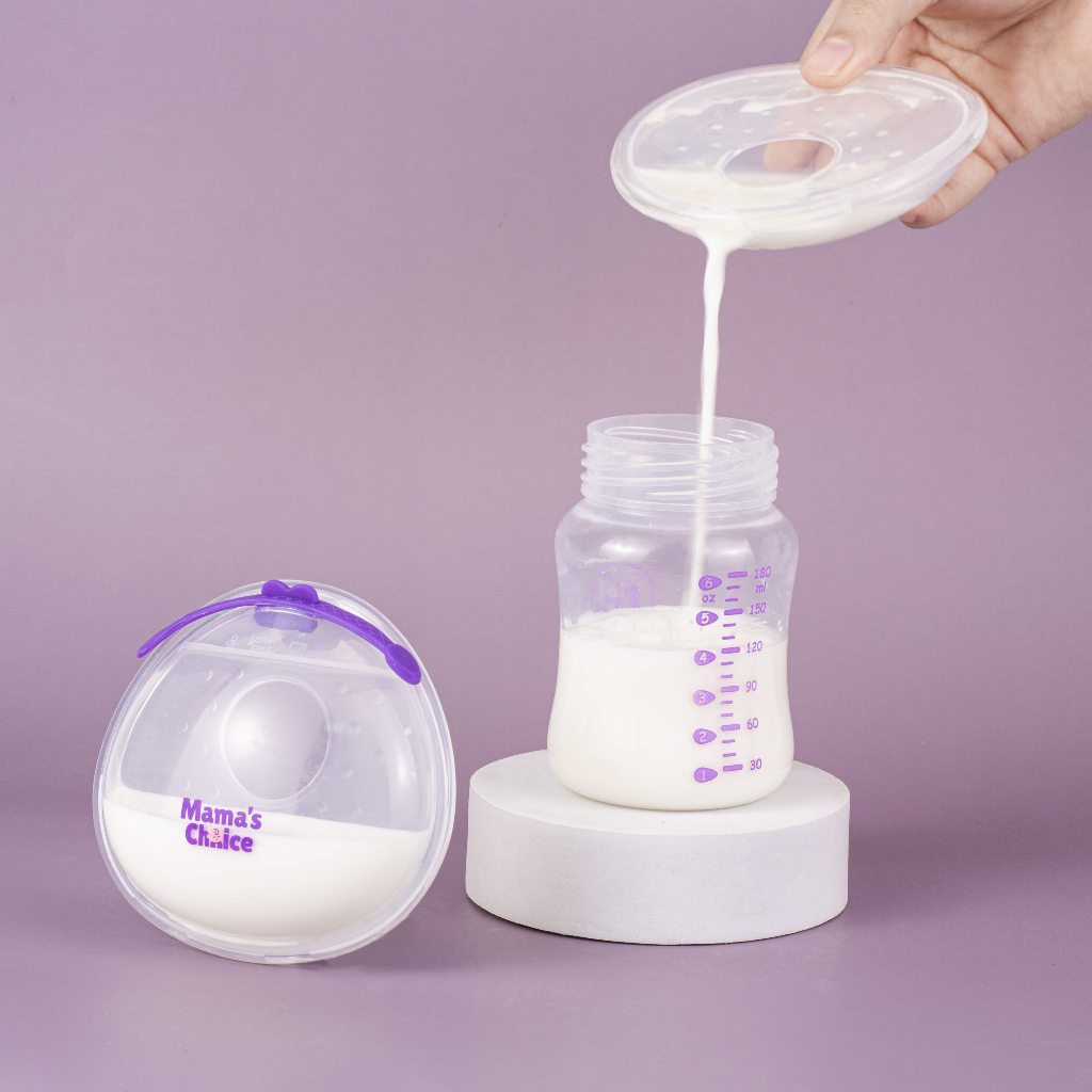 Phễu Hứng Sữa Mama's Choice, Chất Liệu Silicone Cao Cấp, Có Nút Đậy Chống Tràn và Dây Đeo Chống Rơi (Hộp 2 Cái)