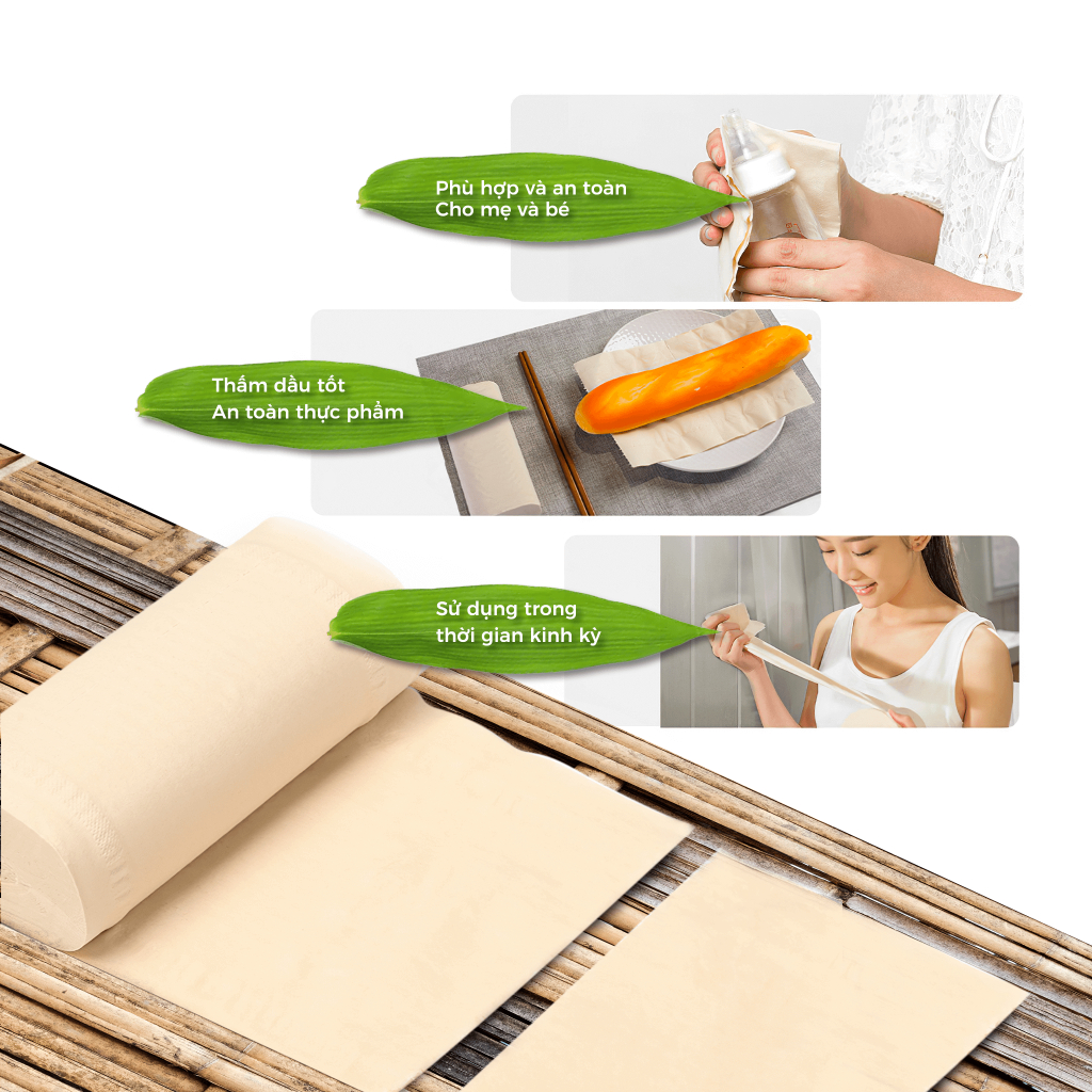COMBO 4 gói Khăn giấy tre tự nhiên Fudo - Giấy rút 3 lớp