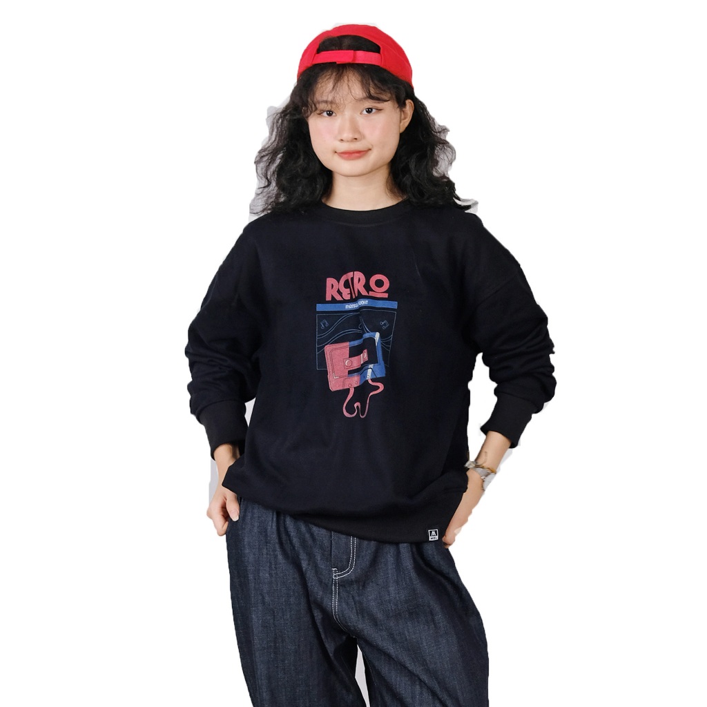 MONATA BLUELIGHT Retro Cassett - Áo sweater nỉ unisex 100% cotton
