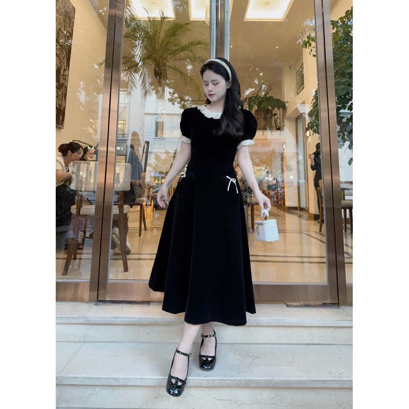 Váy nhung nơ tiểu thư Y80