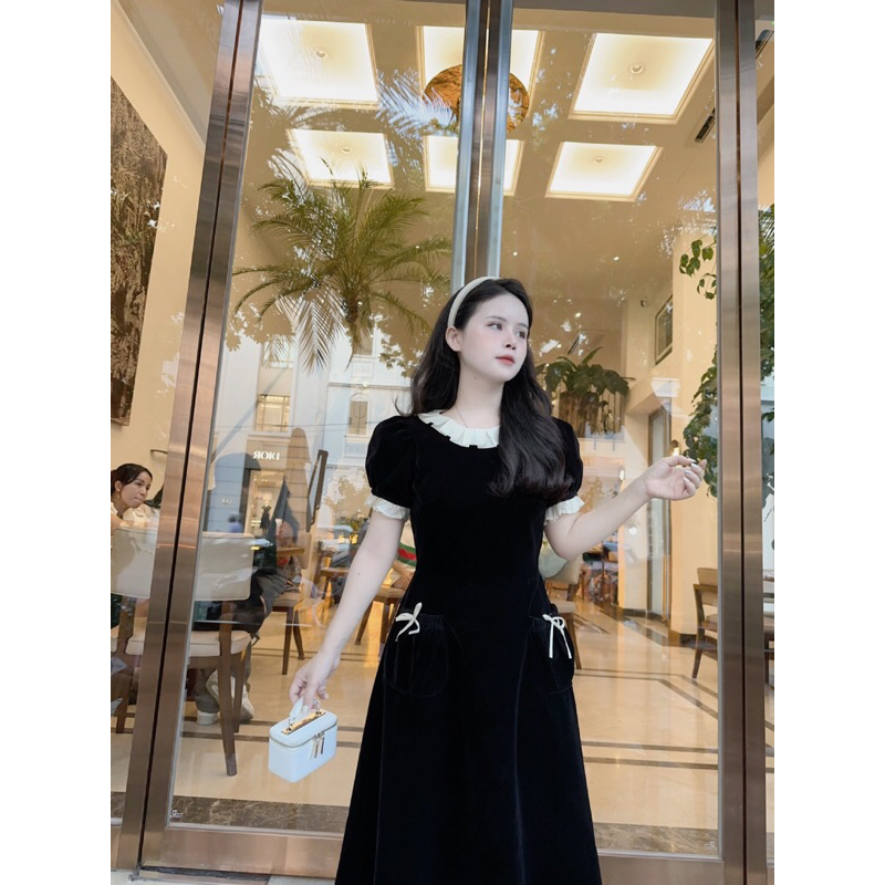 Váy nhung nơ tiểu thư Y80