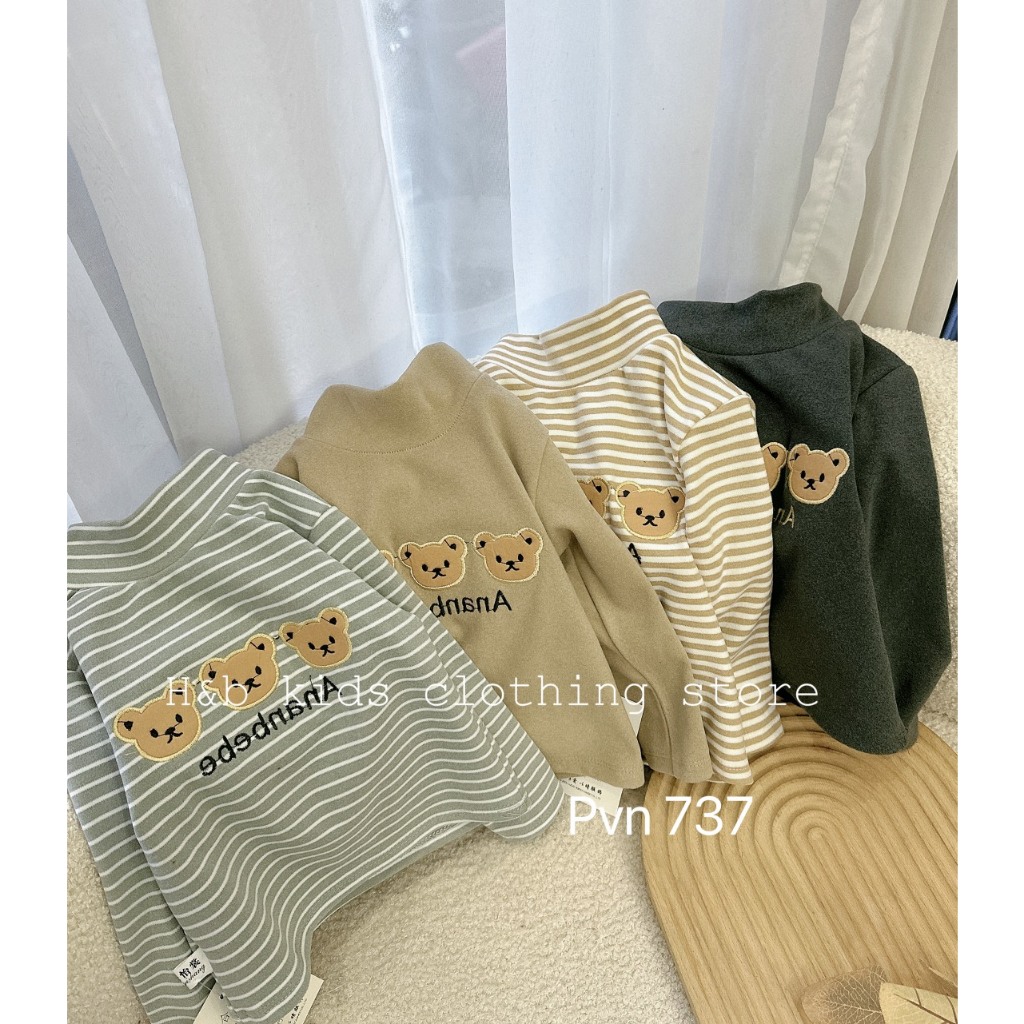 Áo giữ nhiệt cho bé , áo zip lông 2 mặt họa tiết gấu đáng iu cho bé 8-25kg