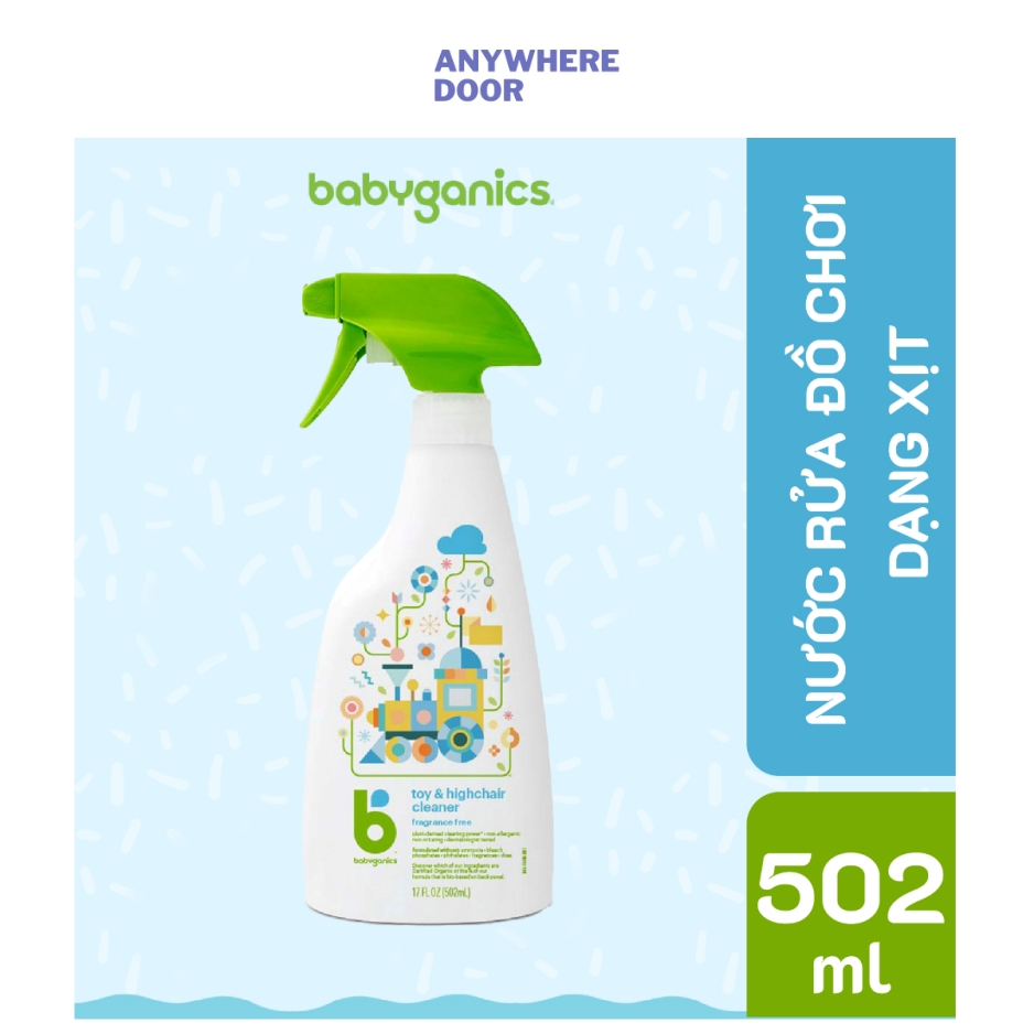Nước rửa đồ chơi và xịt sát khuẩn bề mặt Babyganics 502ml