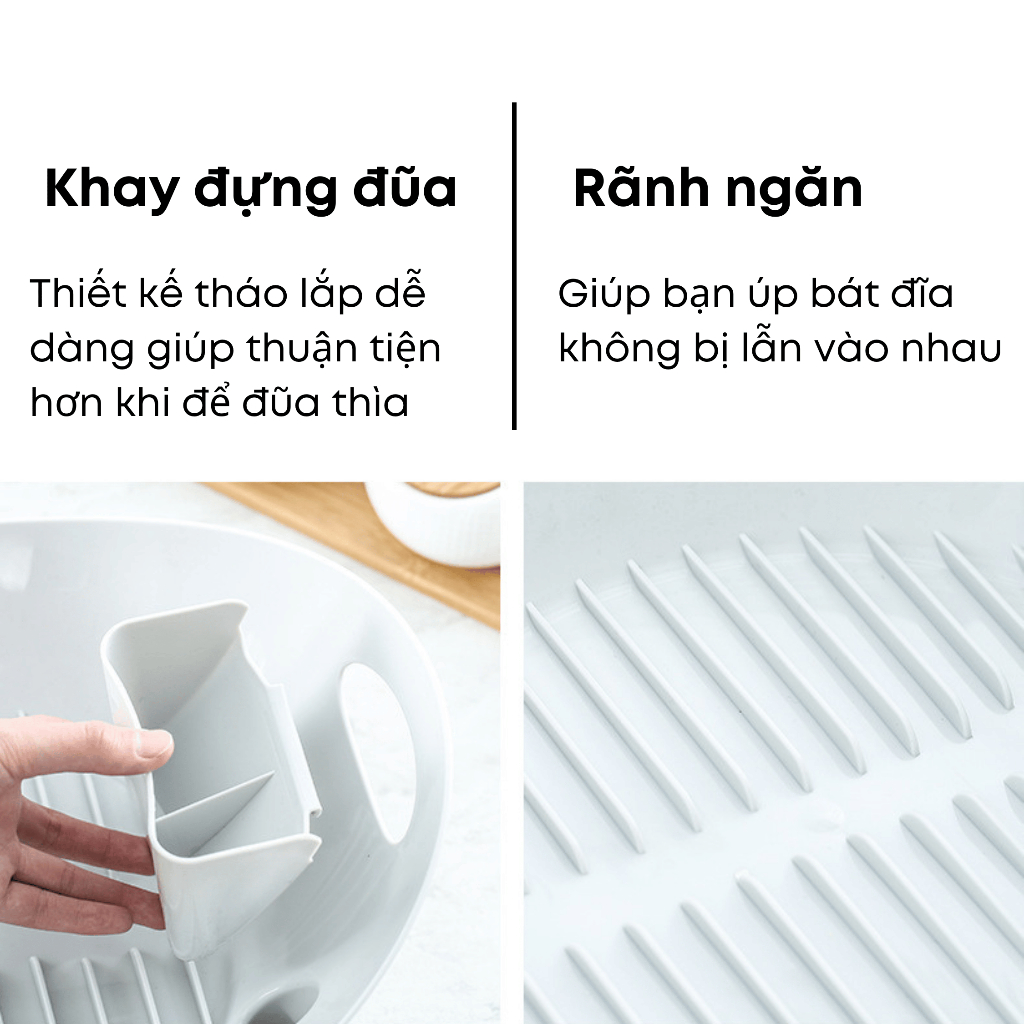 Khay úp chén, bát hình thuyền chất liệu nhựa PP siêu bền, có thanh thoát nước